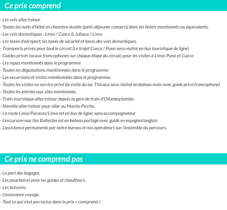 Conditions tarifaires