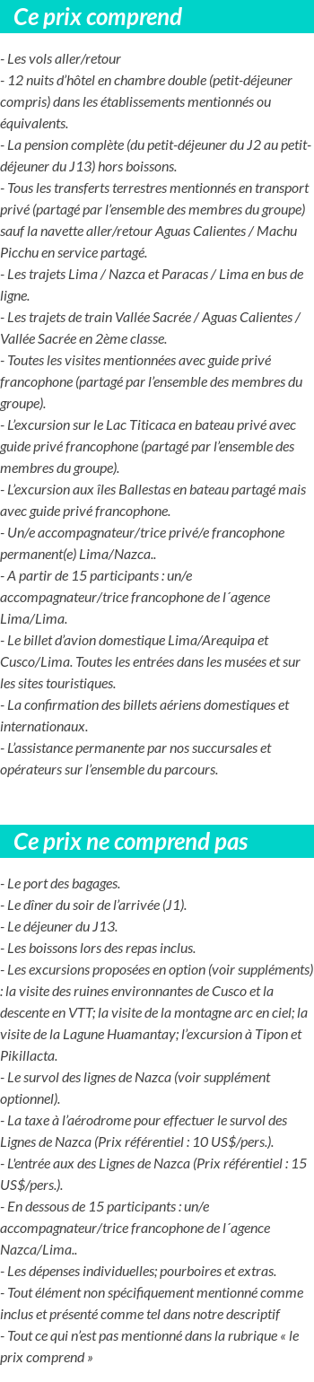 Conditions tarifaires