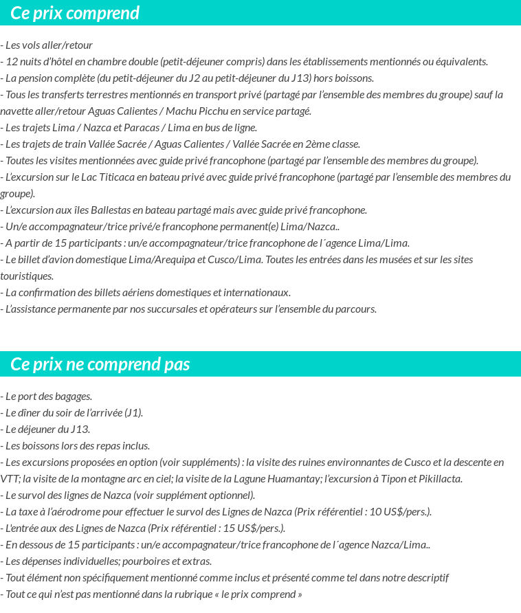 Conditions tarifaires