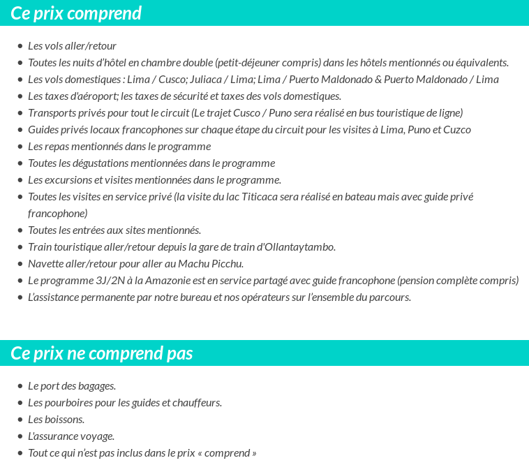 Conditions tarifaires