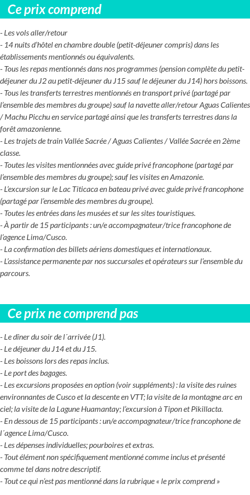 Conditions tarifaires
