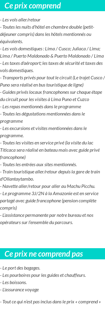 Conditions tarifaires