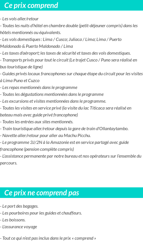 Conditions tarifaires
