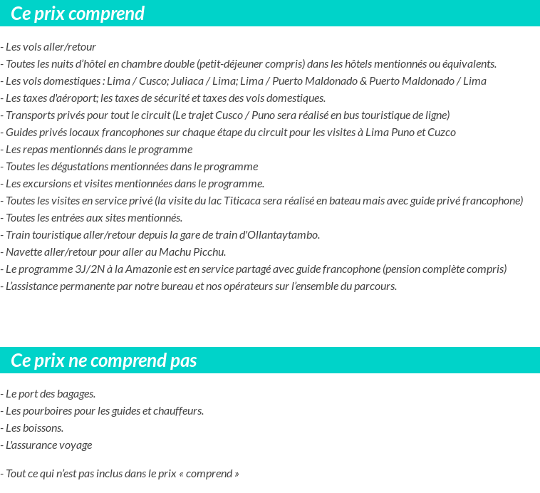 Conditions tarifaires