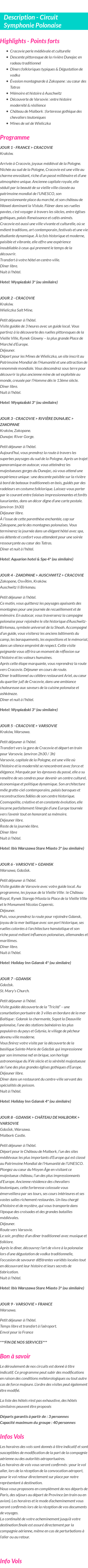 Détails du séjour