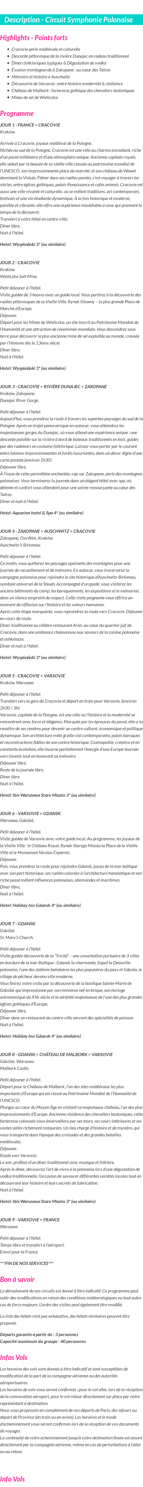 Détails du séjour