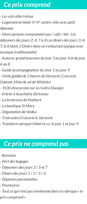 Conditions tarifaires