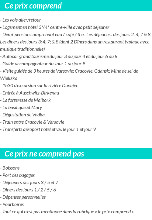Conditions tarifaires