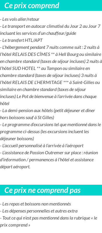 Conditions tarifaires