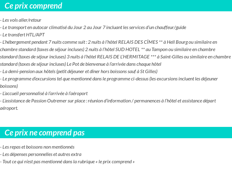Conditions tarifaires