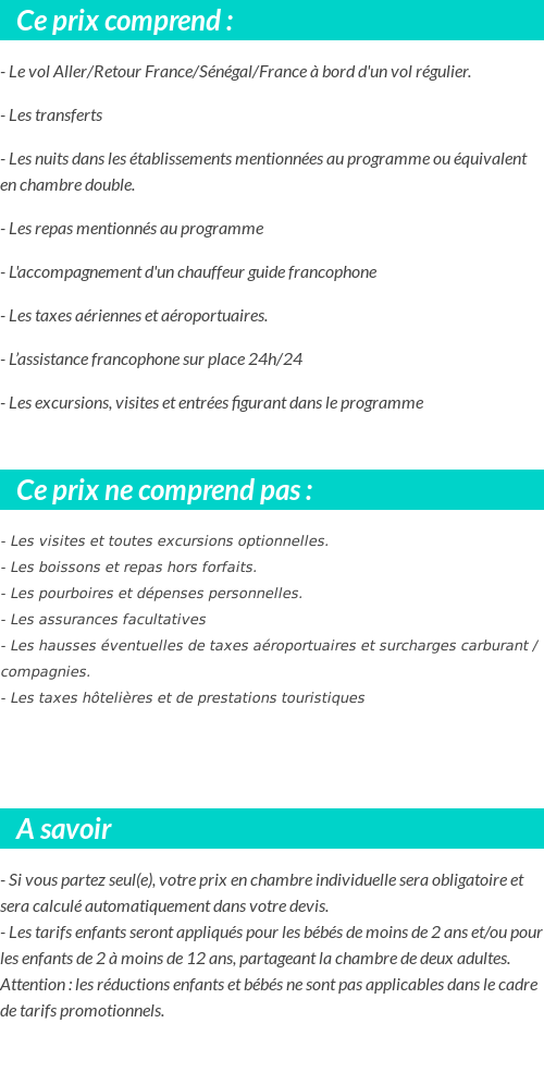 Conditions tarifaires