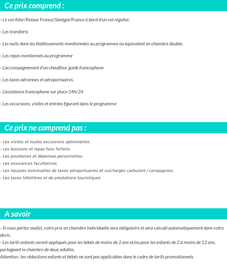 Conditions tarifaires