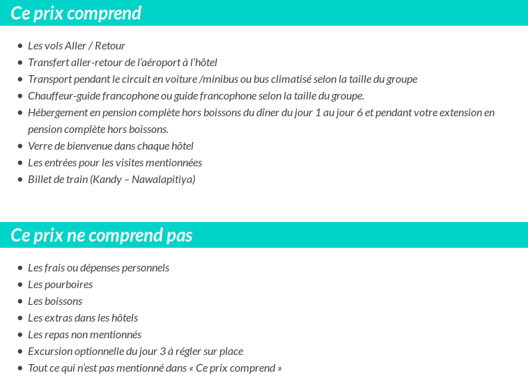 Conditions tarifaires