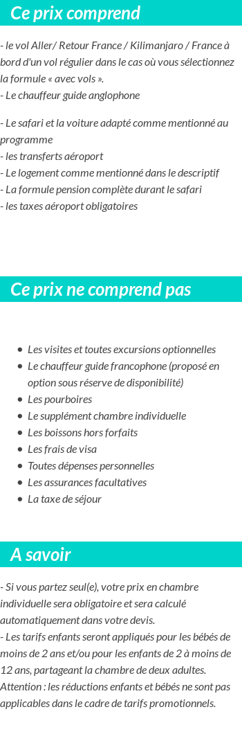 Conditions tarifaires