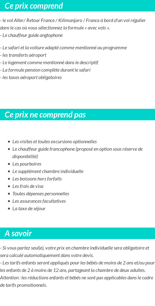 Conditions tarifaires