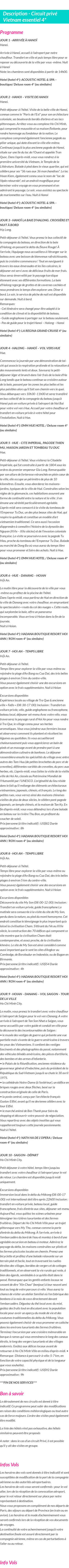 Détails du séjour