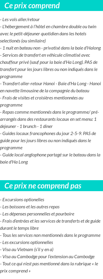 Conditions tarifaires