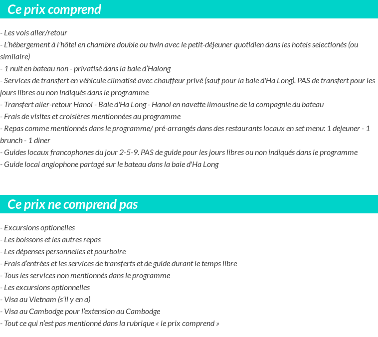 Conditions tarifaires