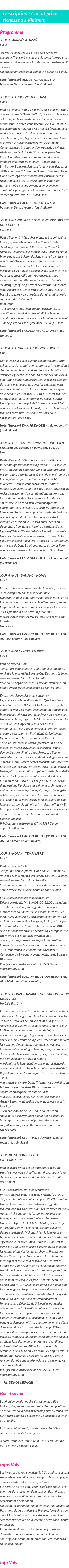 Détails du séjour