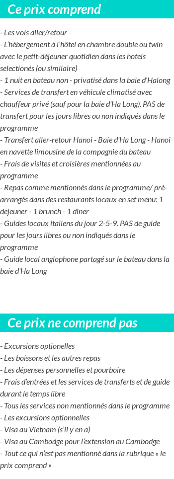 Conditions tarifaires