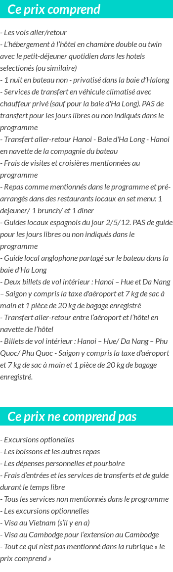 Conditions tarifaires