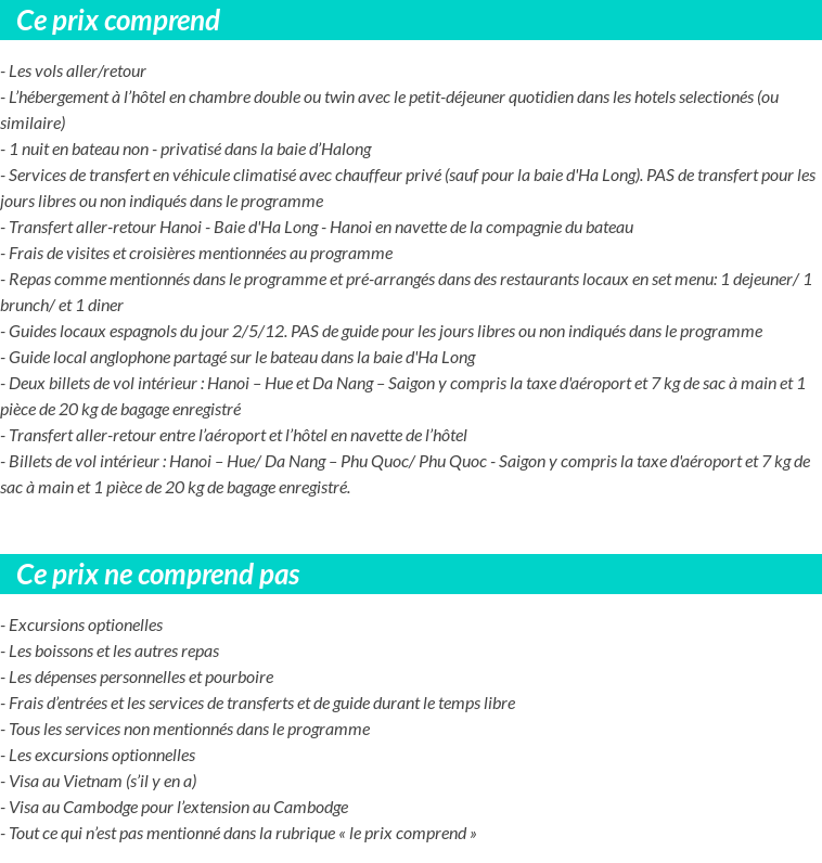 Conditions tarifaires