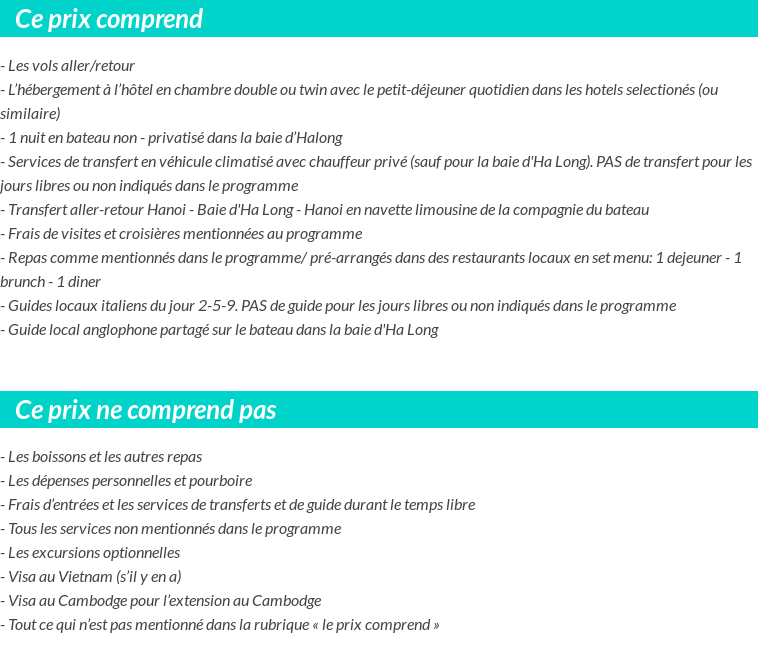 Conditions tarifaires
