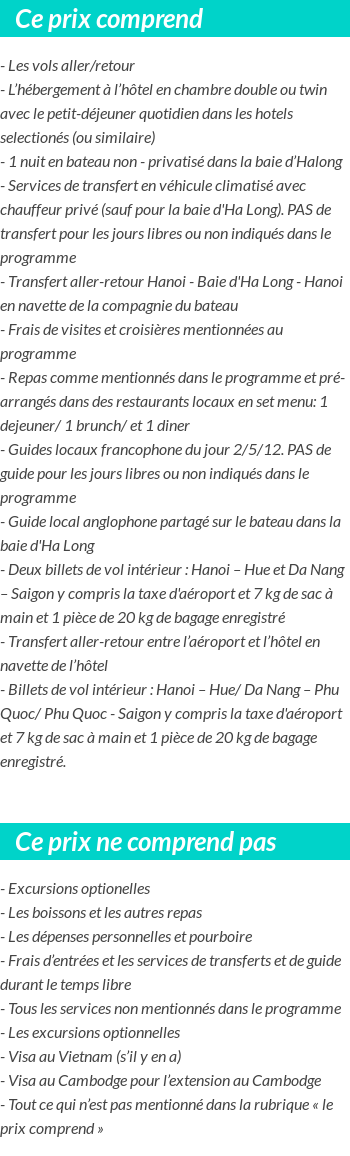 Conditions tarifaires