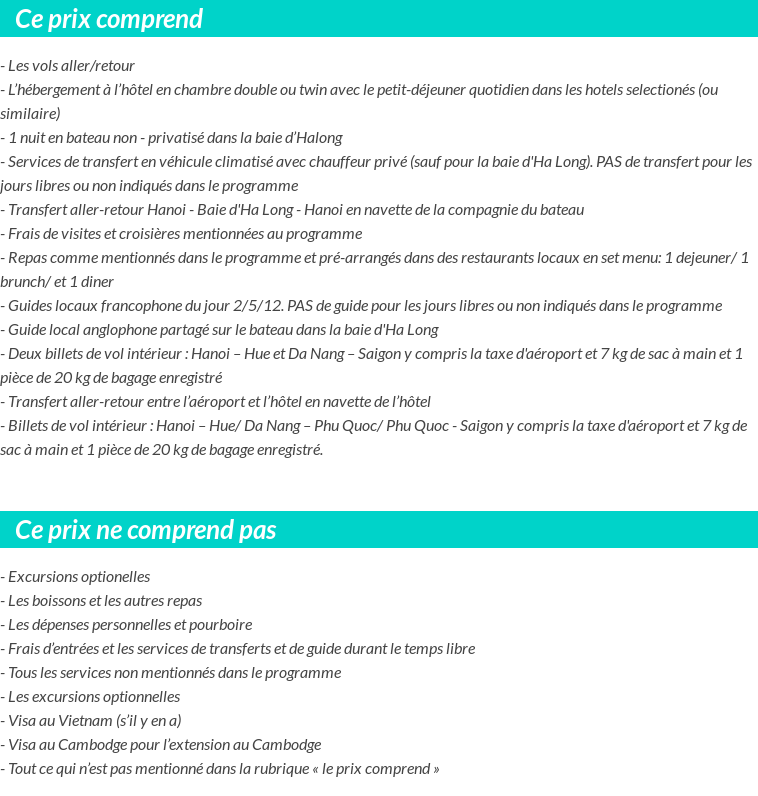 Conditions tarifaires