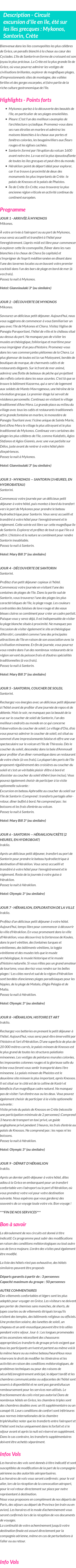 Détails du séjour