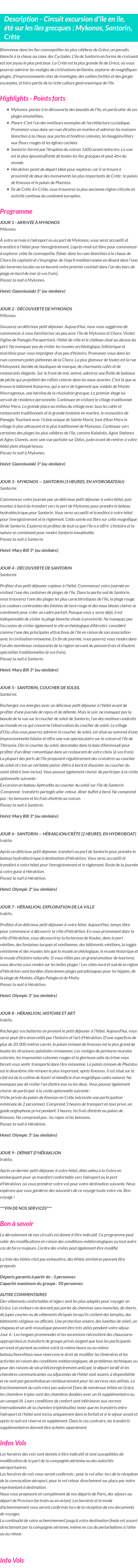 Détails du séjour