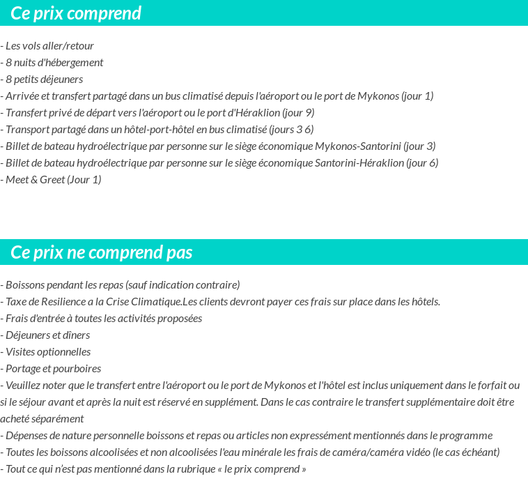 Conditions tarifaires