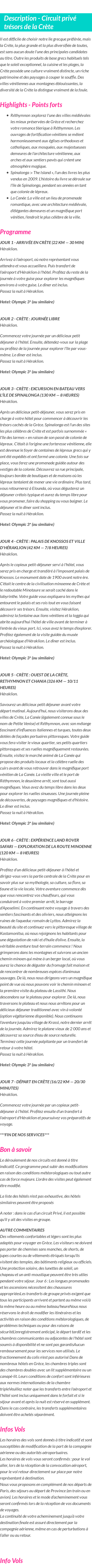 Détails du séjour