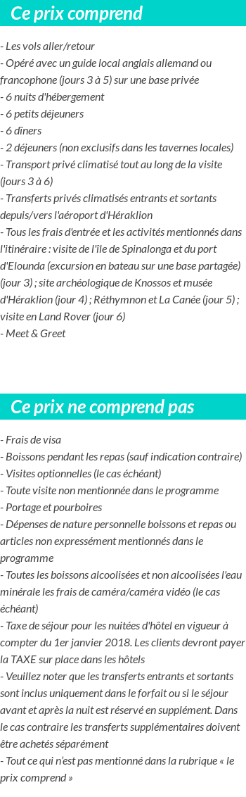 Conditions tarifaires