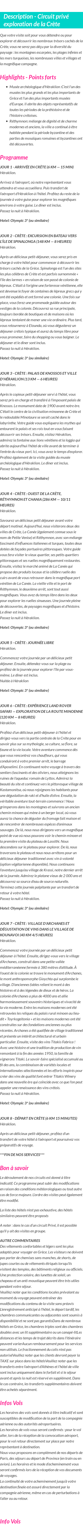 Détails du séjour