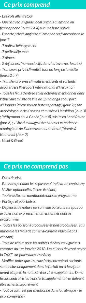 Conditions tarifaires