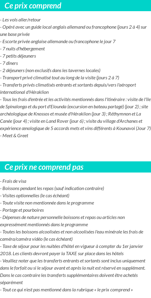 Conditions tarifaires