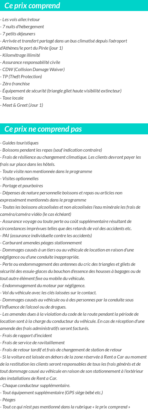 Conditions tarifaires