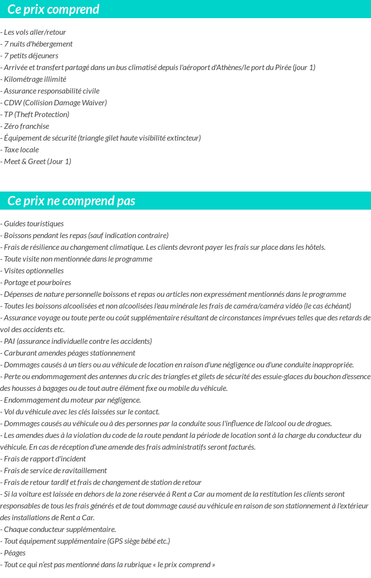 Conditions tarifaires