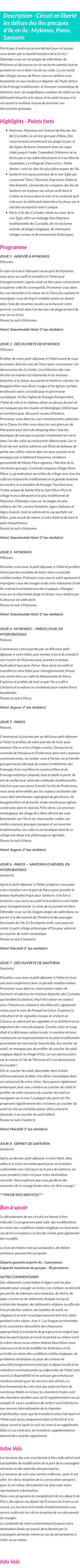 Détails du séjour