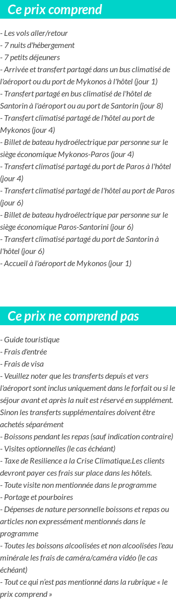 Conditions tarifaires