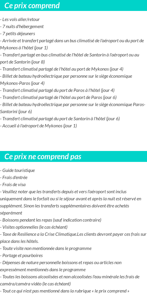 Conditions tarifaires