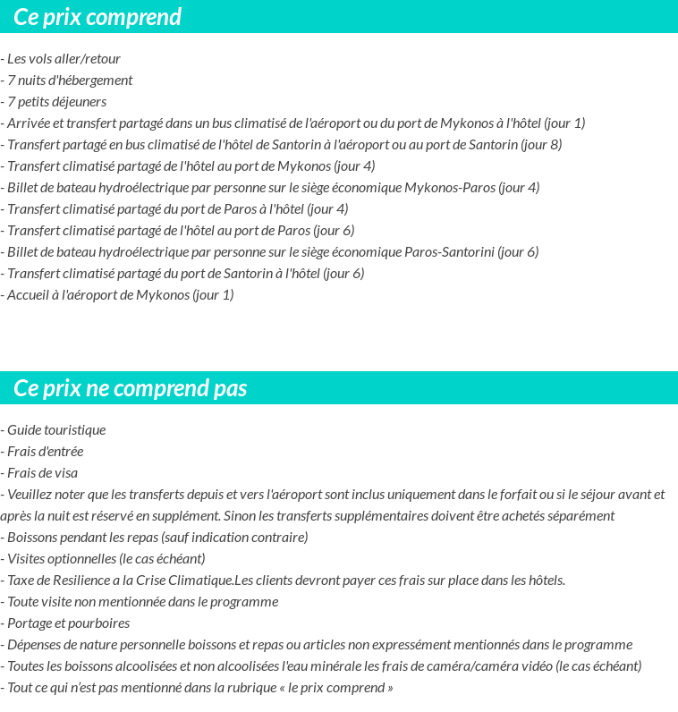 Conditions tarifaires