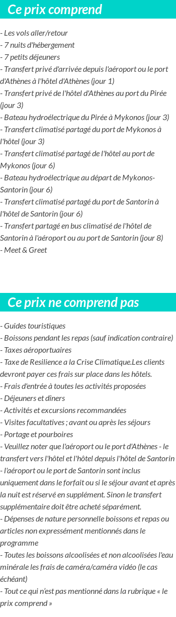 Conditions tarifaires