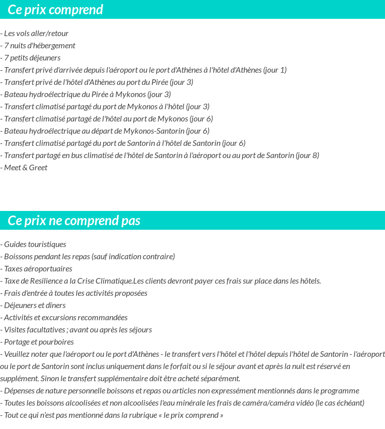 Conditions tarifaires
