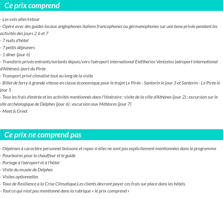 Conditions tarifaires