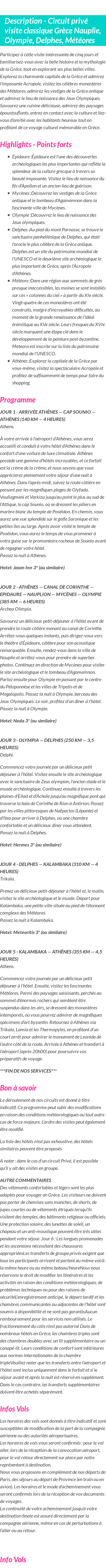 Détails du séjour