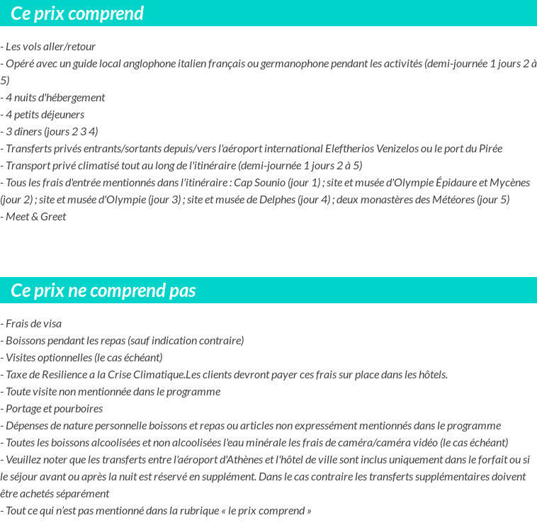 Conditions tarifaires