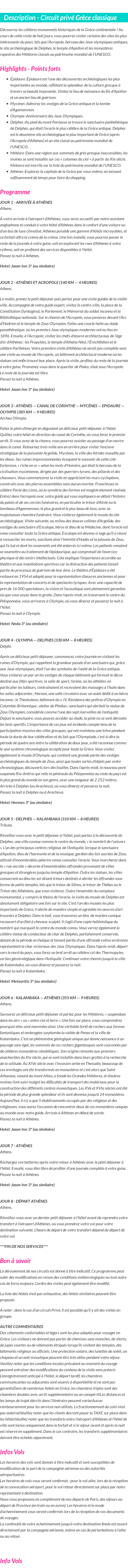 Détails du séjour