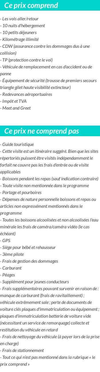 Conditions tarifaires